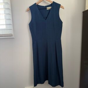 M.M. Lafleur 8 Annie Dress Pacific Blue Teal Sheath Fit & Flare Career Office
